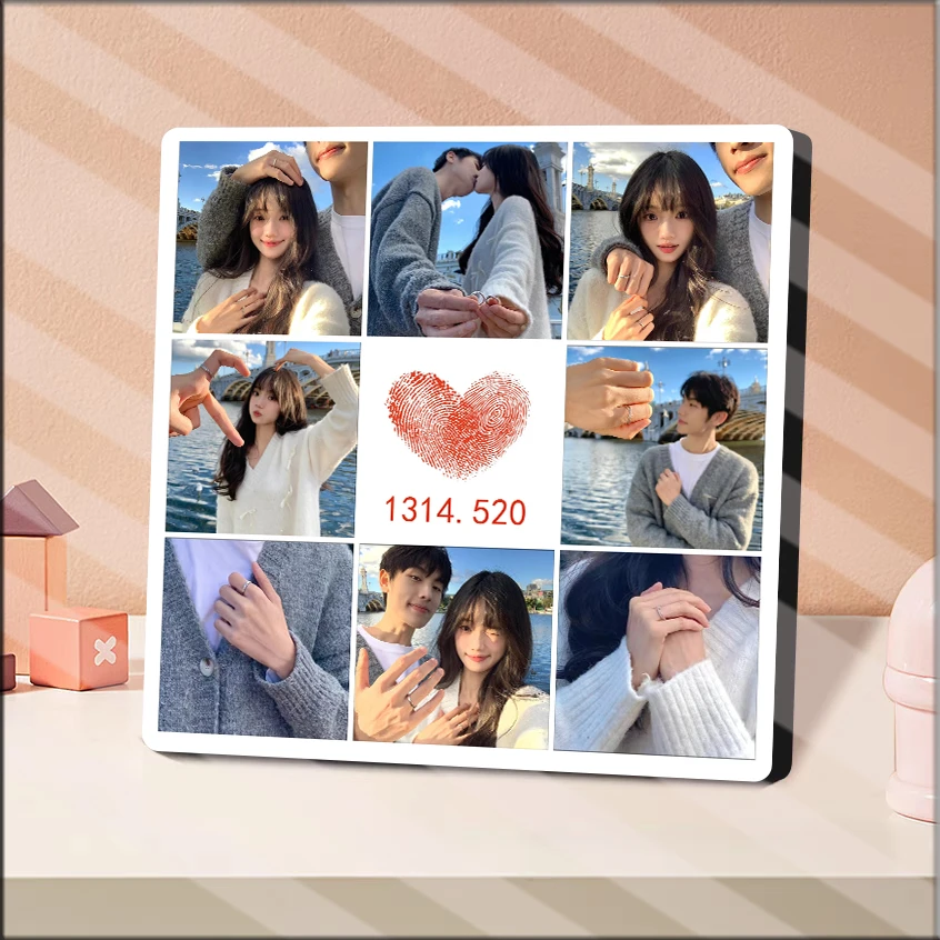 【10寸20寸九宫格相框摆台】婚纱照宝宝礼物照片定制免费情侣照