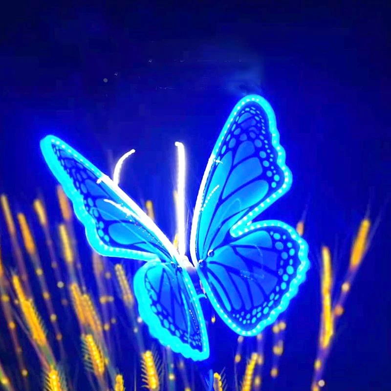 led蝴蝶灯动态仿真蝴蝶公园户外亮化装饰发光地插景观蝴蝶氛围灯