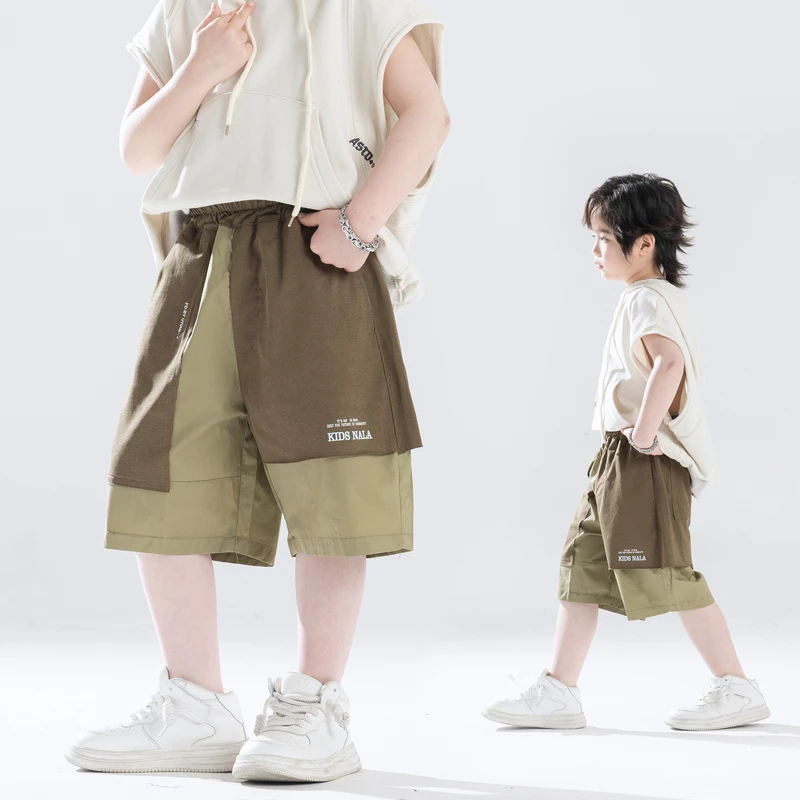 男童短裤25夏季轻薄透气运动中裤五分裤层次感儿童裤子中大童装