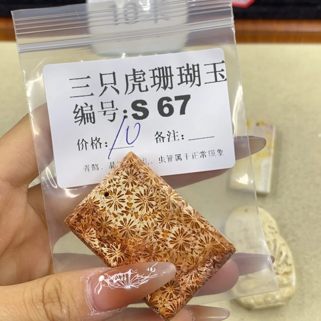 硅化珊瑚（珊瑚玉）t足银镀金镶嵌憨**贝