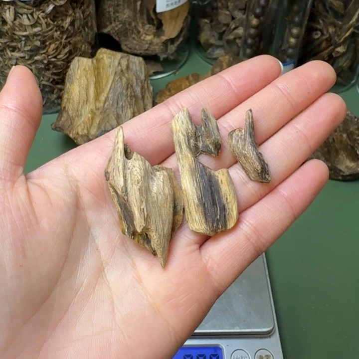 沉香手把件秋**境海南天然野虎斑棋皮油高货老香块料4.3克