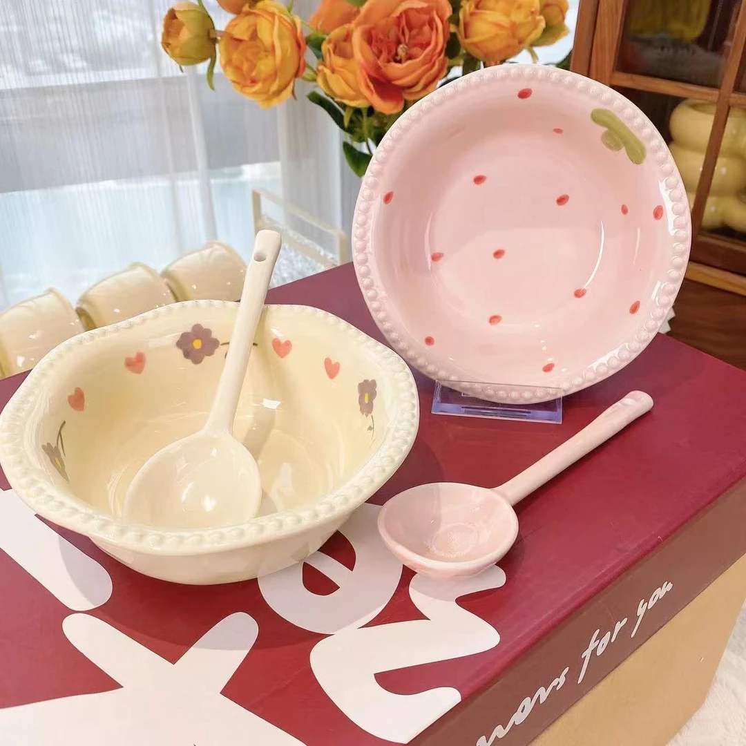 奶黄奶粉珍珠甜品勺沙拉碗陶瓷碗ins风餐具碗早餐碗高颜值甜品碗