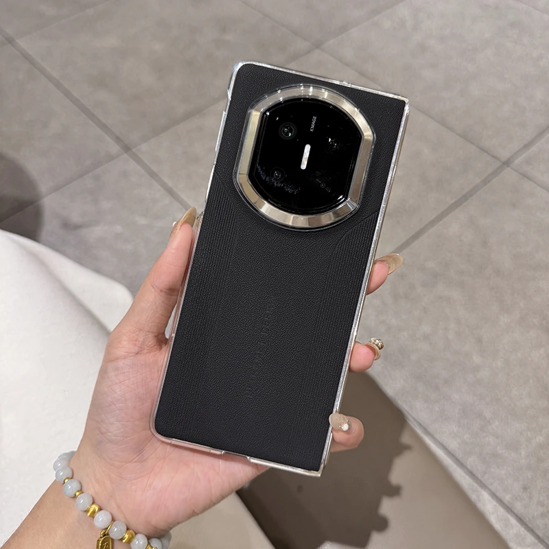 适用华为matex7手机壳新款压纹高档商务x6真皮潮牌透明边框外壳