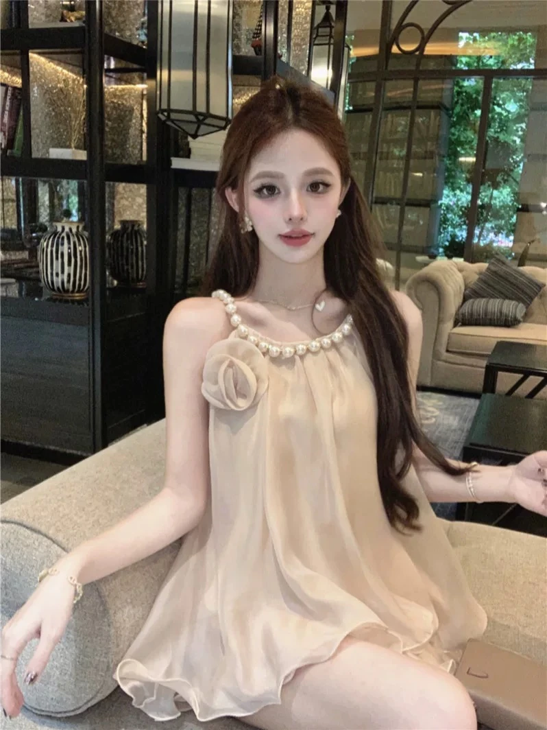上衣吊带性感夏季法式纯欲露肩甜美套装女