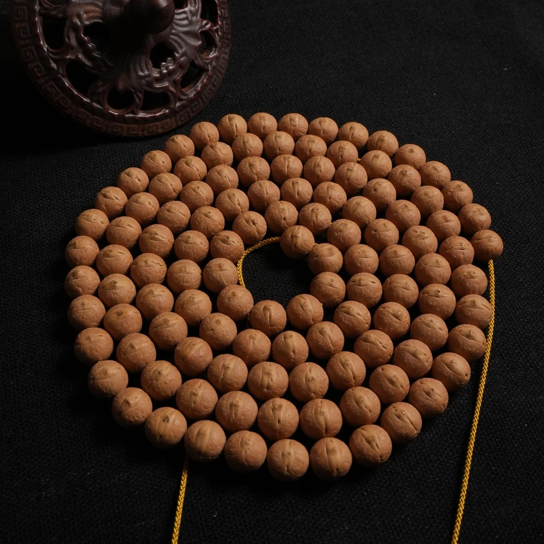 【龍9】 10.5mm 108念珠 实心籽 油黄皮 油性密度到顶 凤眼菩提