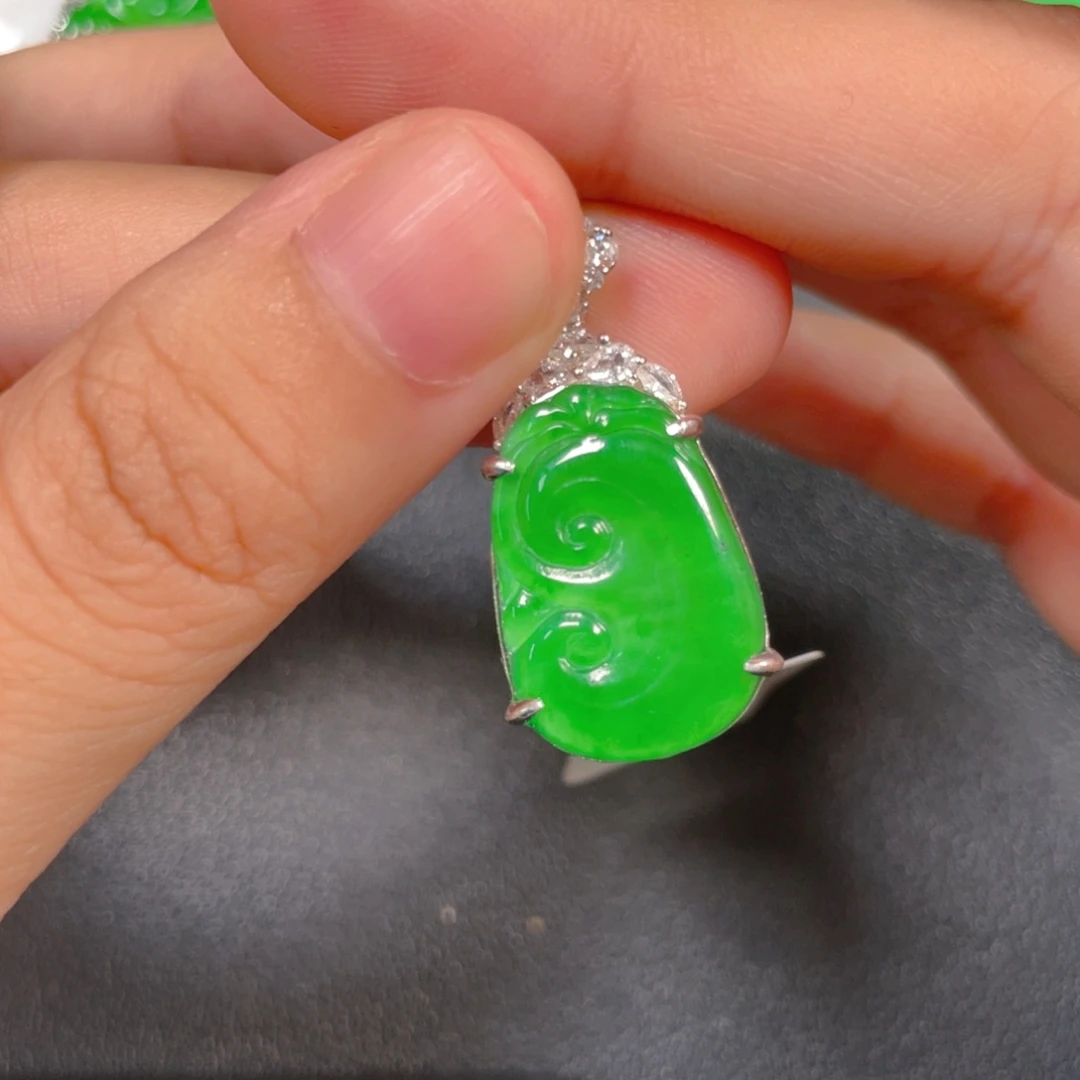 翡翠银S925镶嵌挂件hhhj