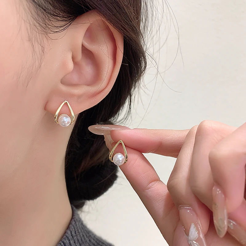 CUOOYINO/初影 铜合金耳饰 【霜雪】精致珠珠耳环百搭法式耳钉耳饰