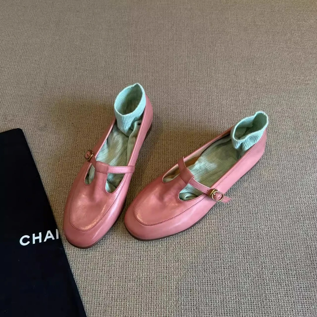 法式百搭学院内增高法式复古玛丽珍鞋2025春季新款浅口粉色单鞋女