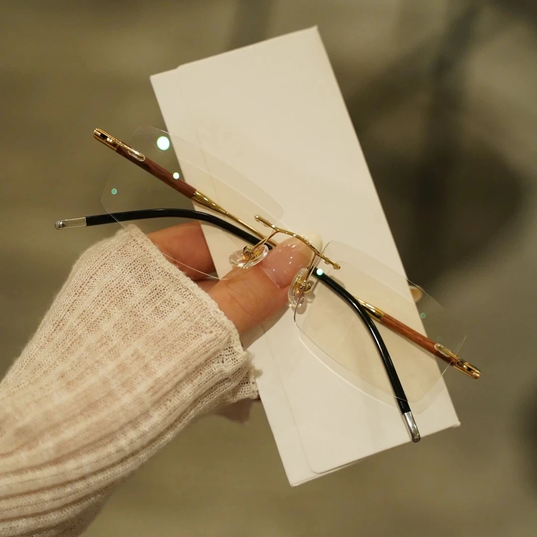 无边框眼镜男款商务儒雅大框气质百搭方形无框切边复古近视眼镜