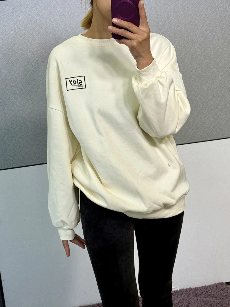 A130755刺绣加绒加厚卫衣长袖时尚休闲宽松韩版简约潮流百搭