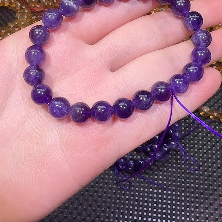 石英石非金属天然紫水晶手链 秒