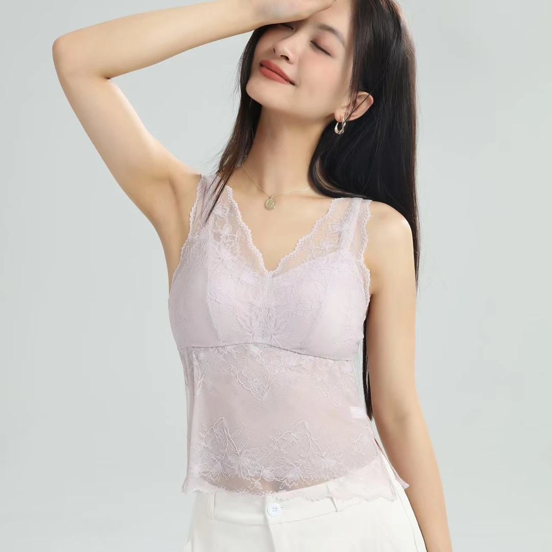 蕾丝美背5260透气防走光女士吊带背心打底衣