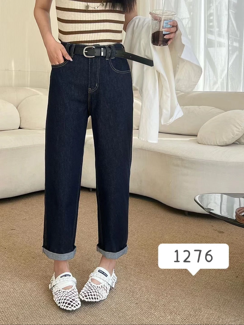 夏季新款胖mm显高显瘦九分牛仔老爹裤 1276#