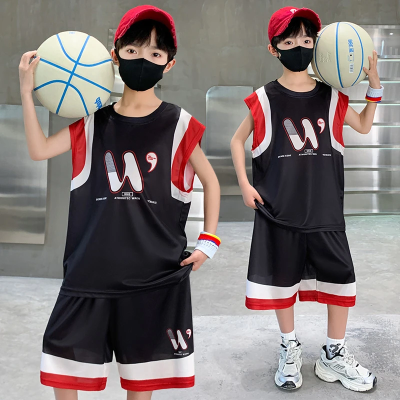 男童夏装套装速干篮球服2025新款无袖童装中大儿童男孩夏运动球衣