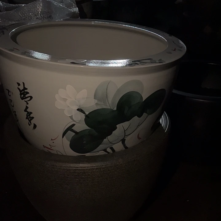 平口手绘白荷花直径63雪**华