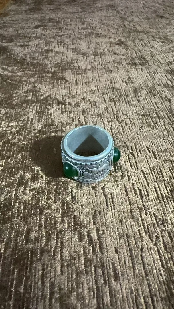 铜合金锆石戒指 镀银扳指