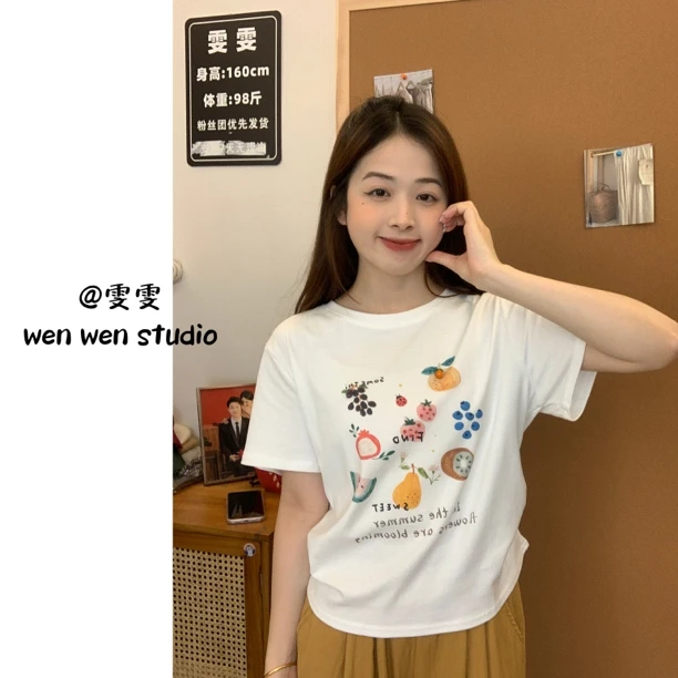 【雯雯】夏季新款好多水果印花短袖T恤