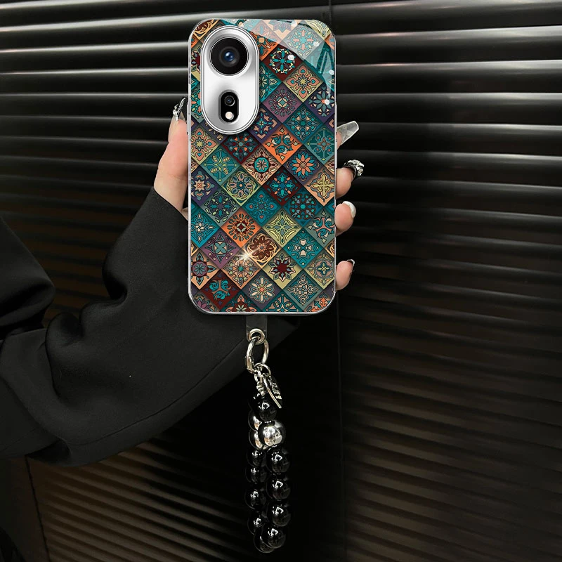 适用【华为Hinova12se】玻璃壳五彩图腾ins风网红创意个性手机壳女