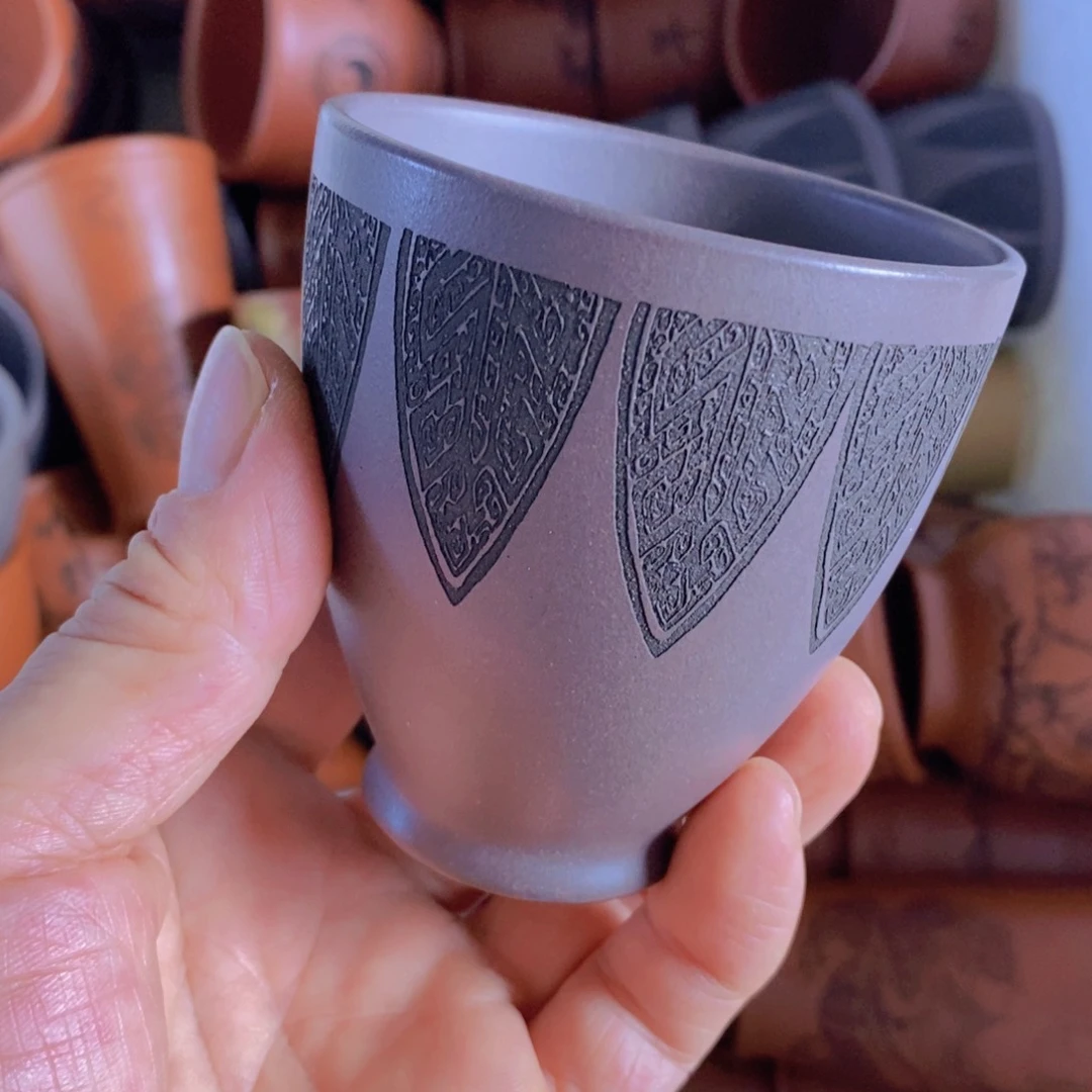 茶杯绿泥紫砂紫砂