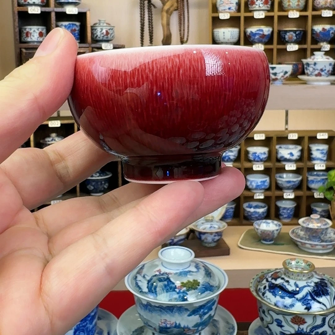 S***芙纯手工郎红牛毛纹禅定杯