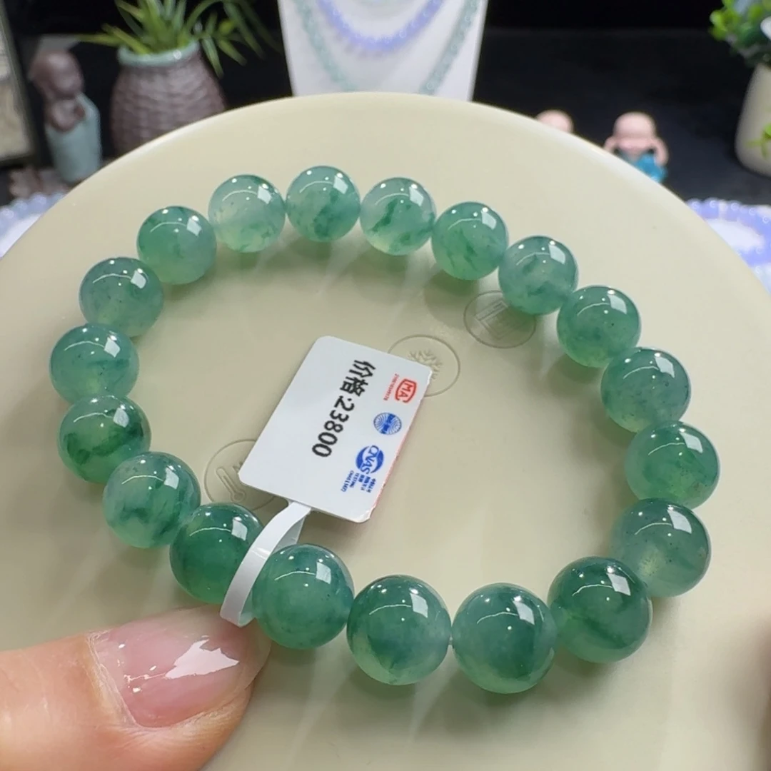 未镶嵌手链翡翠冰胶飘蓝绿单圈10mm