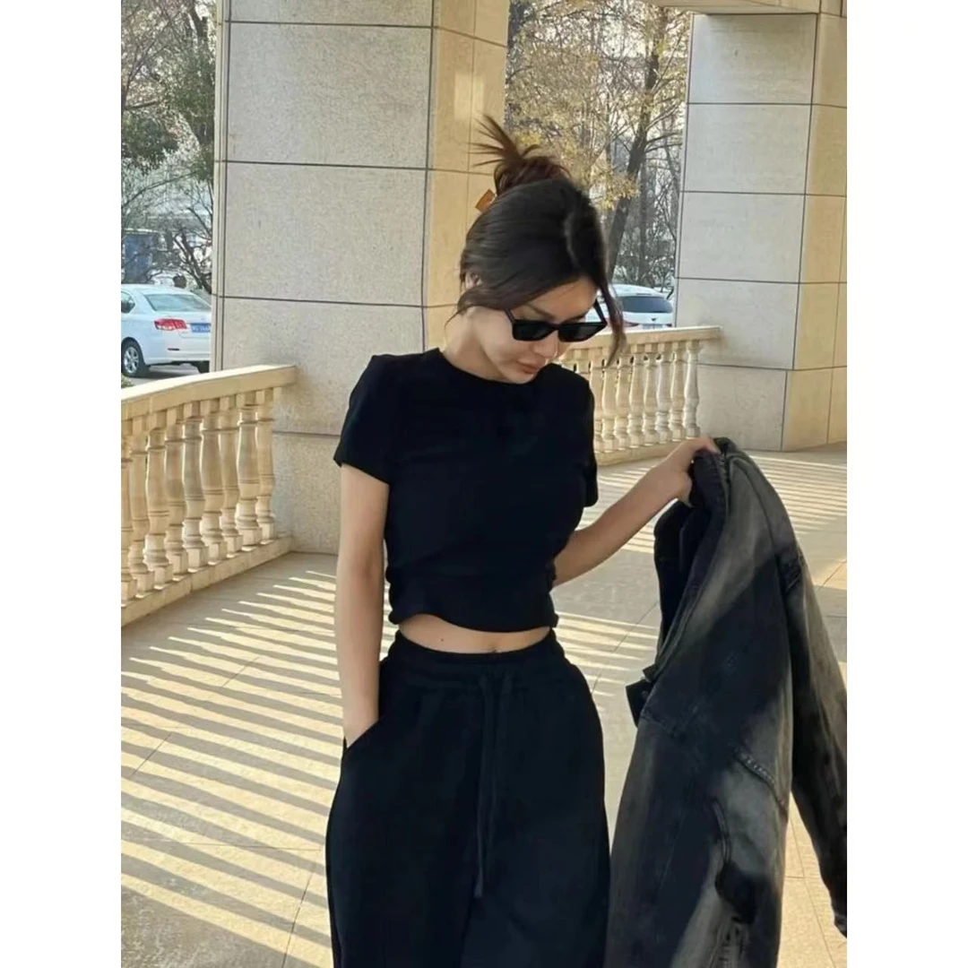 徐秋阳  正肩小短T  正肩简约百搭显瘦小短袖5076