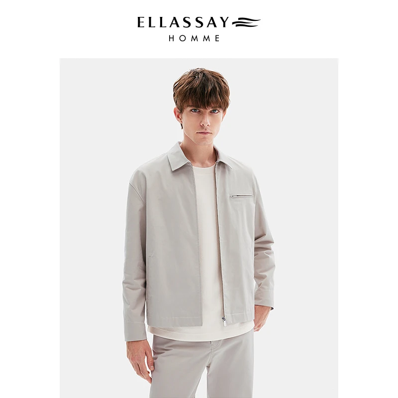 ELLASSAY歌力思男装25春夏棉麻翻领休闲夹克外套男士EME361W02100