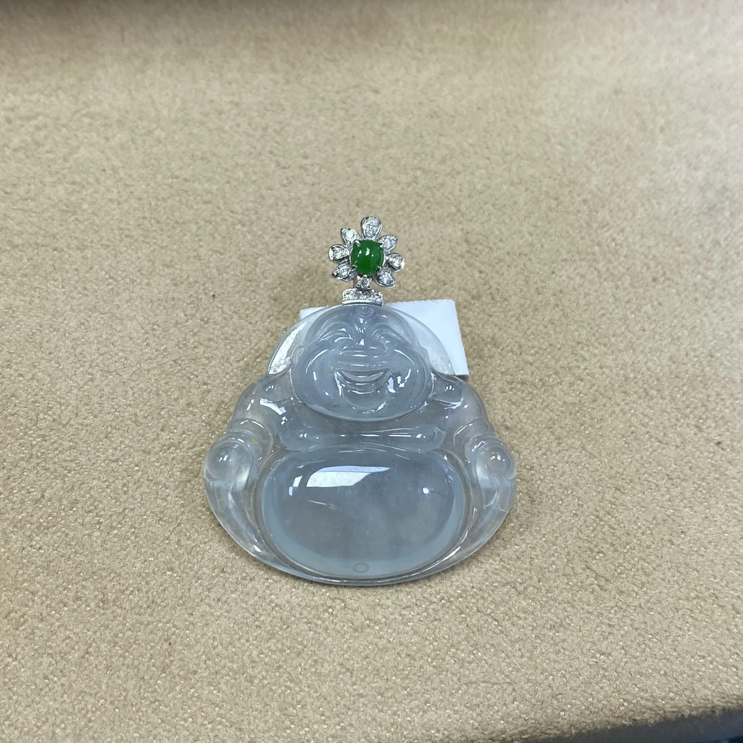18k金缅甸翡翠佛吊坠