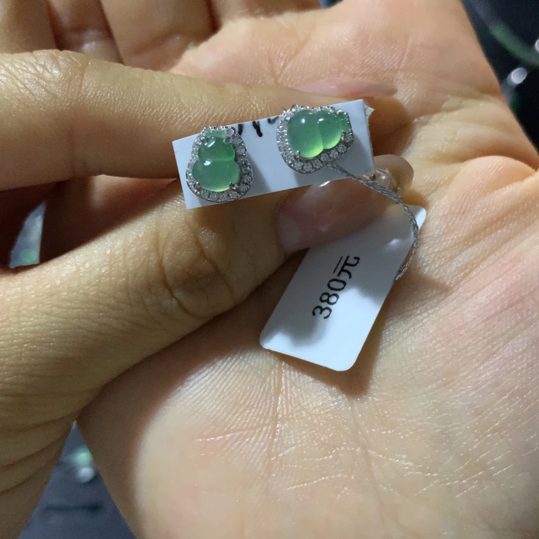 翡翠戒指银S925镶嵌J**～耳钉