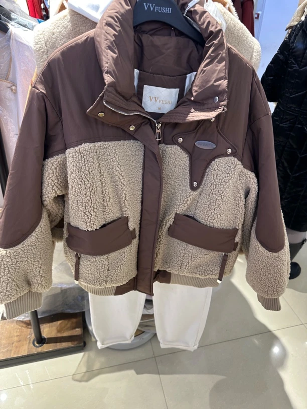 【VV FUSHI】R24126603高端拼接外套冬季时尚休闲夹克棉服外套