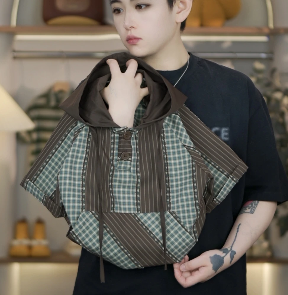 【小蛋壳】现货-夏季儿童韩版拼色薄款拼色连帽上衣男童时尚T恤