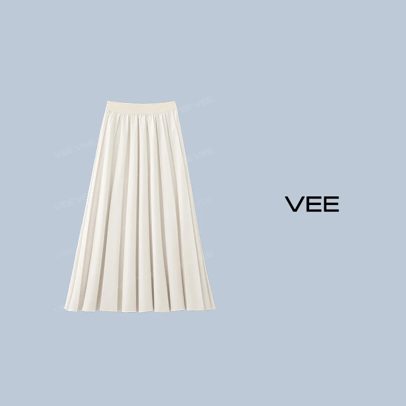 VEE【浪漫日记】新款百搭百褶浪漫学院风长款显瘦A字半身裙