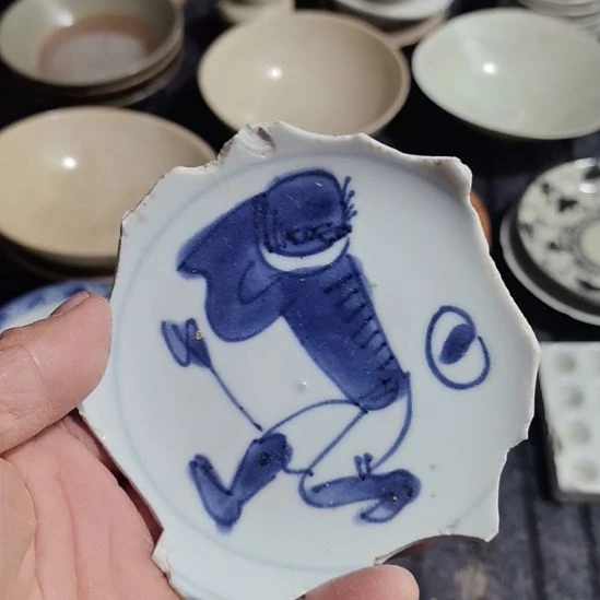 瓷片青花影青杯垫学习标本