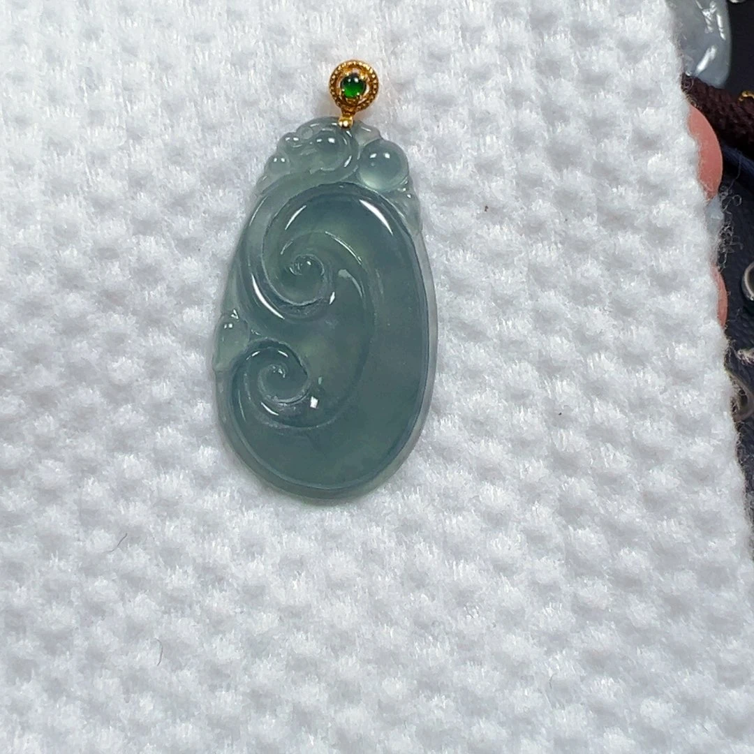 翡翠18K金镶嵌吊坠(不含链)