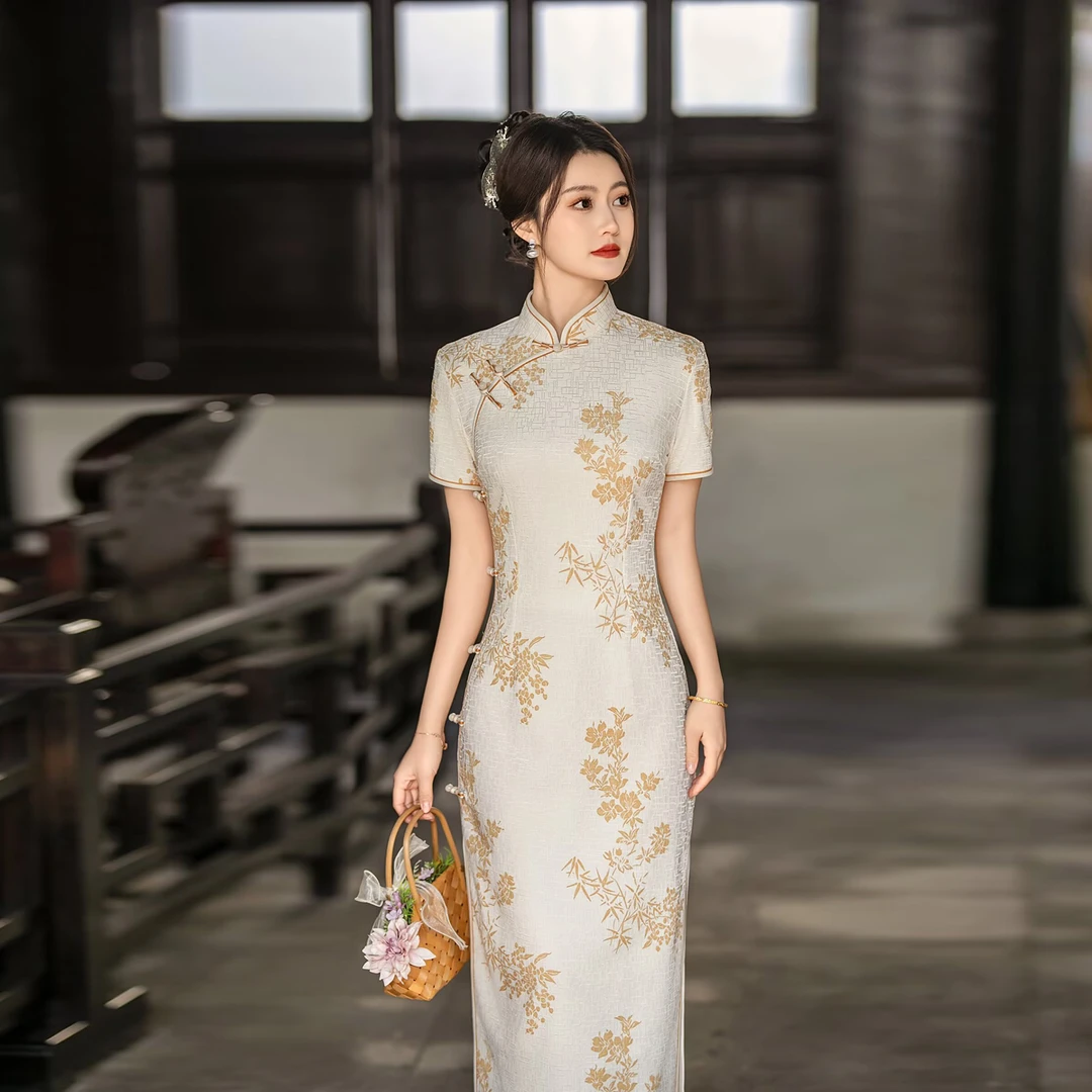 【瑾韵旗袍】2025新款春夏显高显瘦长款日常国风改良古法小个子