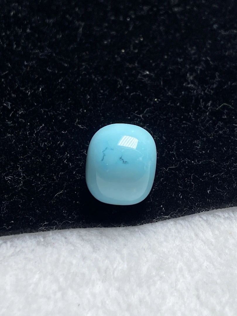 精品原矿绿松石天空蓝微水草纹老型单珠直径13.6mm