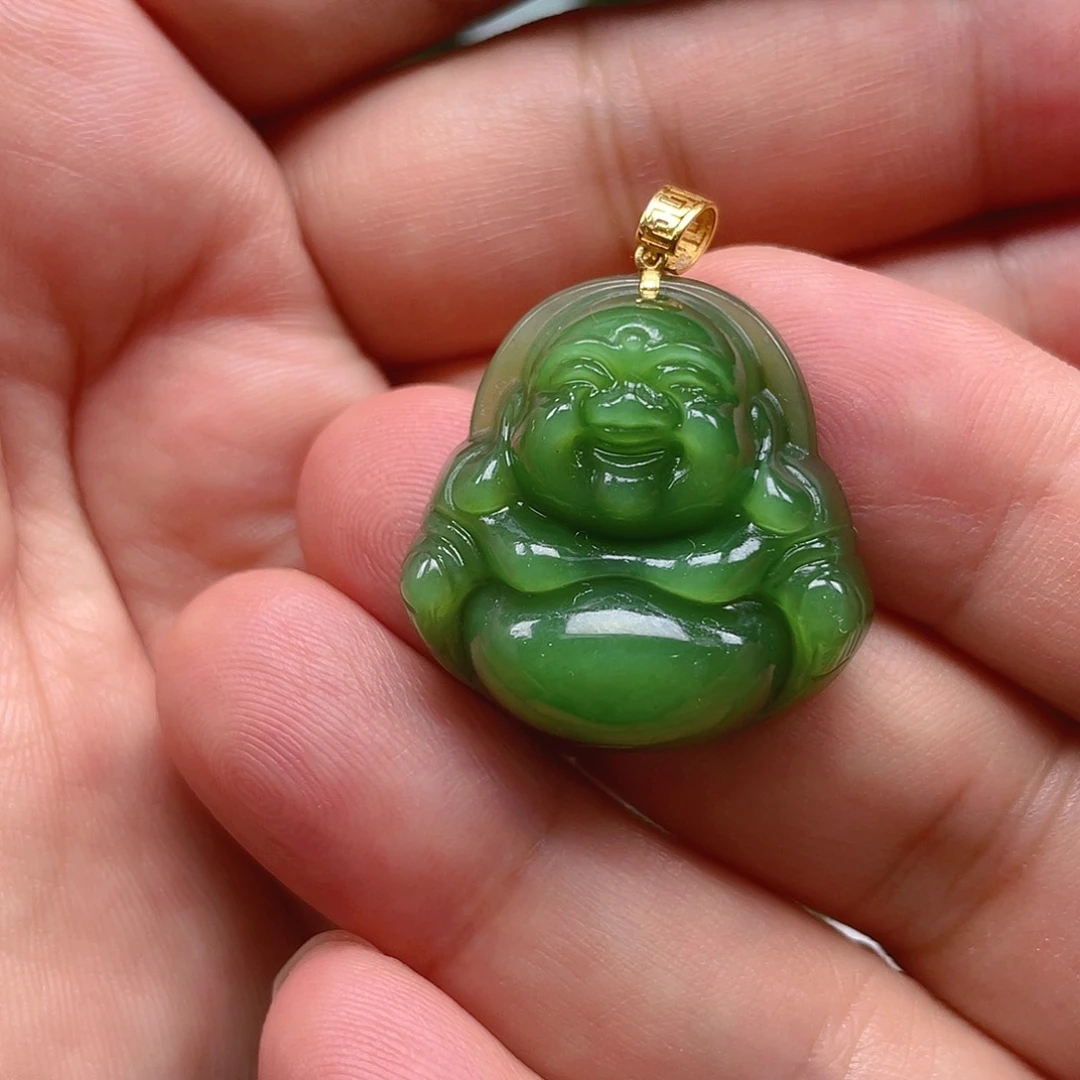和田玉（碧玉）18K金镶嵌颈饰