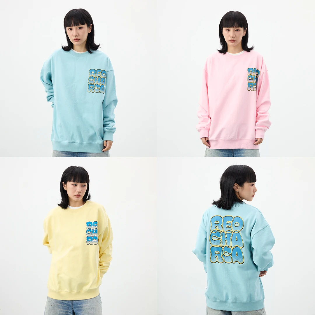 REOCHA热呈25新款多巴胺嘻哈青春多色趣味渐变印花圆领保暖卫衣女