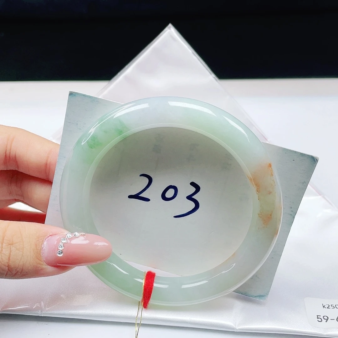 翡翠未镶嵌手镯圆条59+