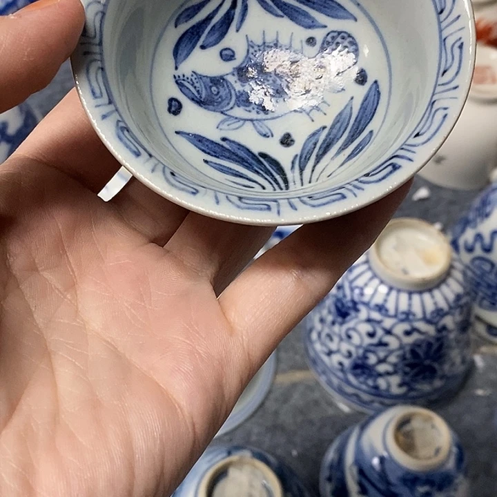 海***痛青花杯子，青花杯子