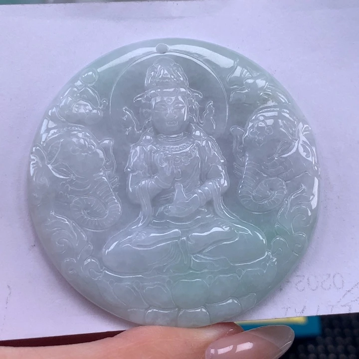 颈饰未镶嵌翡翠普贤菩萨吊坠