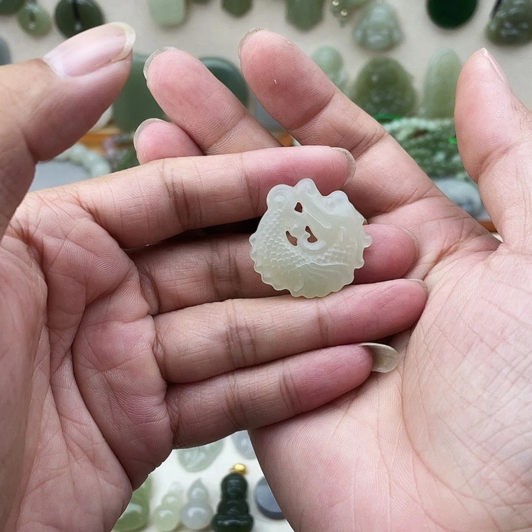 和田玉银S925镶嵌吊坠(不含链)