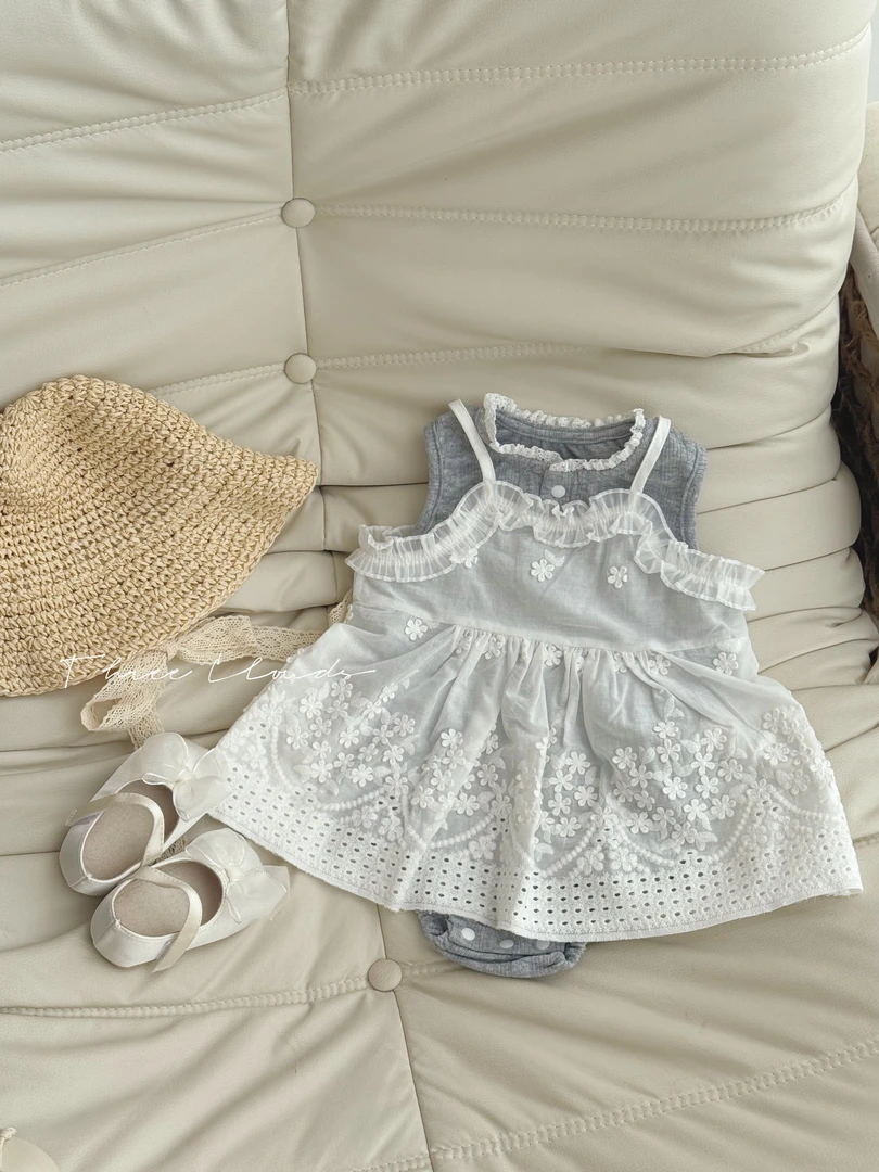 三小朵2554【羽禾】婴幼儿宝宝女童夏款哈衣套装包屁+罩裙