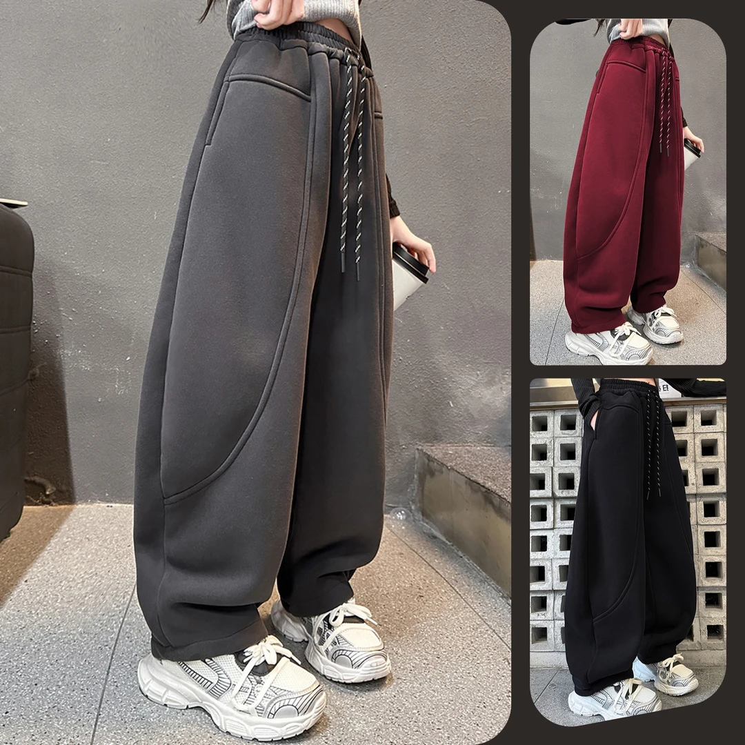 女童休闲宽松阔腿弯刀长裤中大童儿童6-12岁洋气潮款运动卫裤春秋