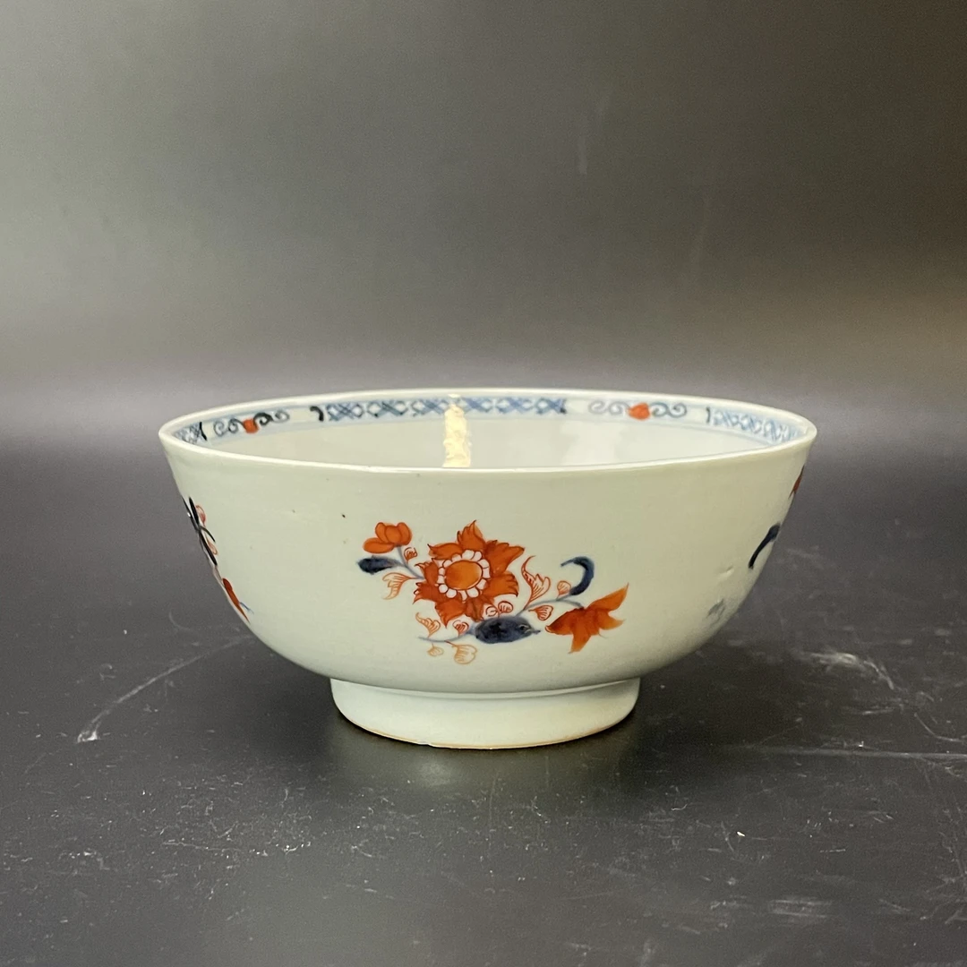 25121267 清康熙青花矾红花卉纹碗 高7口径14.6cm