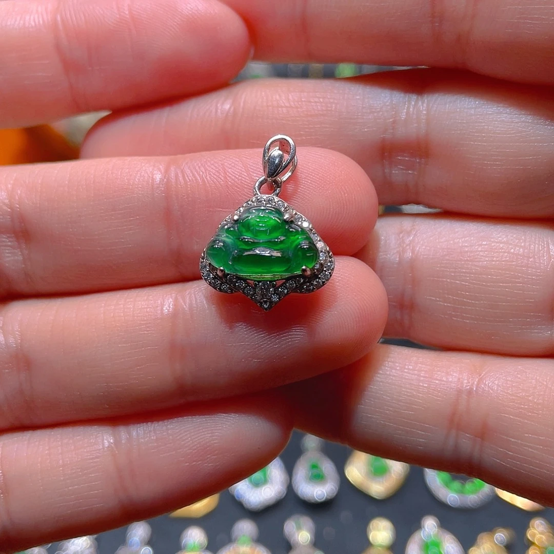 翡翠银S925镶嵌吊坠(不含链)