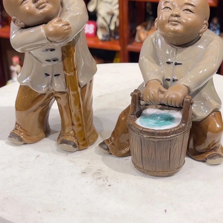 越***石湾公仔衬托盆景