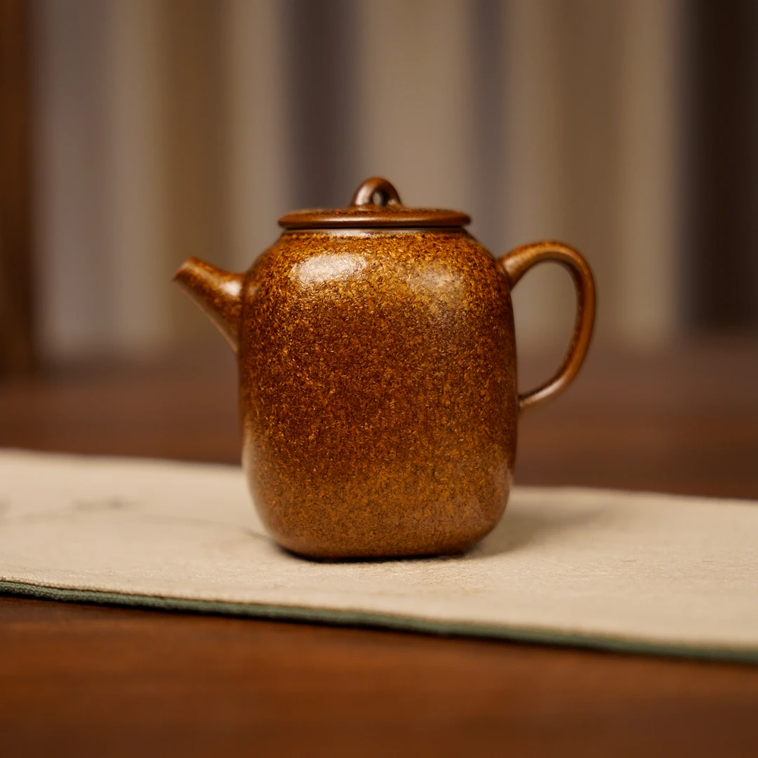 【悦窑】沙金釉有方壶.1447.创意高端茶壶复古金针有方壶茶桌具