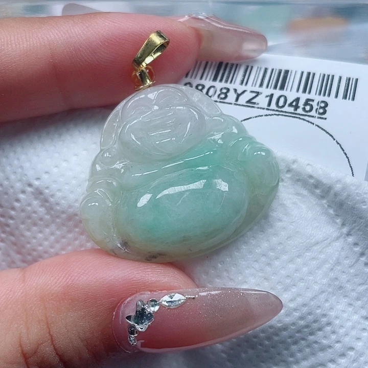 翡翠足铂镶嵌吊坠(不含链)