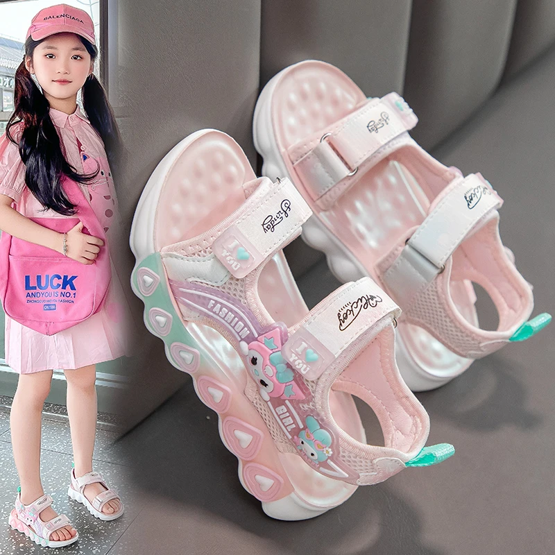 儿童运动凉鞋2025夏季新款女童学生凉鞋小女孩中大童软底休闲鞋子